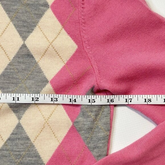 Lilly Pulitzer Merino Wool Pink Argyle Cardigan Sweater Women's Size Small - Picture 10 of 12